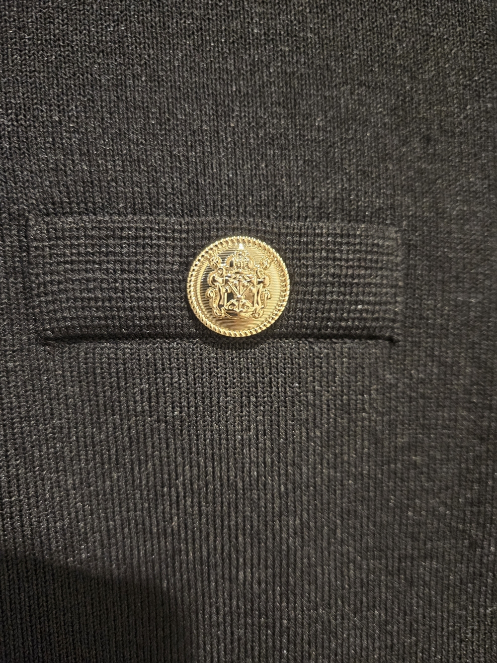 Ann Taylor Black Collarless Knit Jacket/Blazer with Gold Buttons #939 - Picture 5 of 5